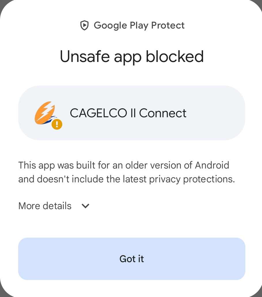 Google Play Protect Warning
